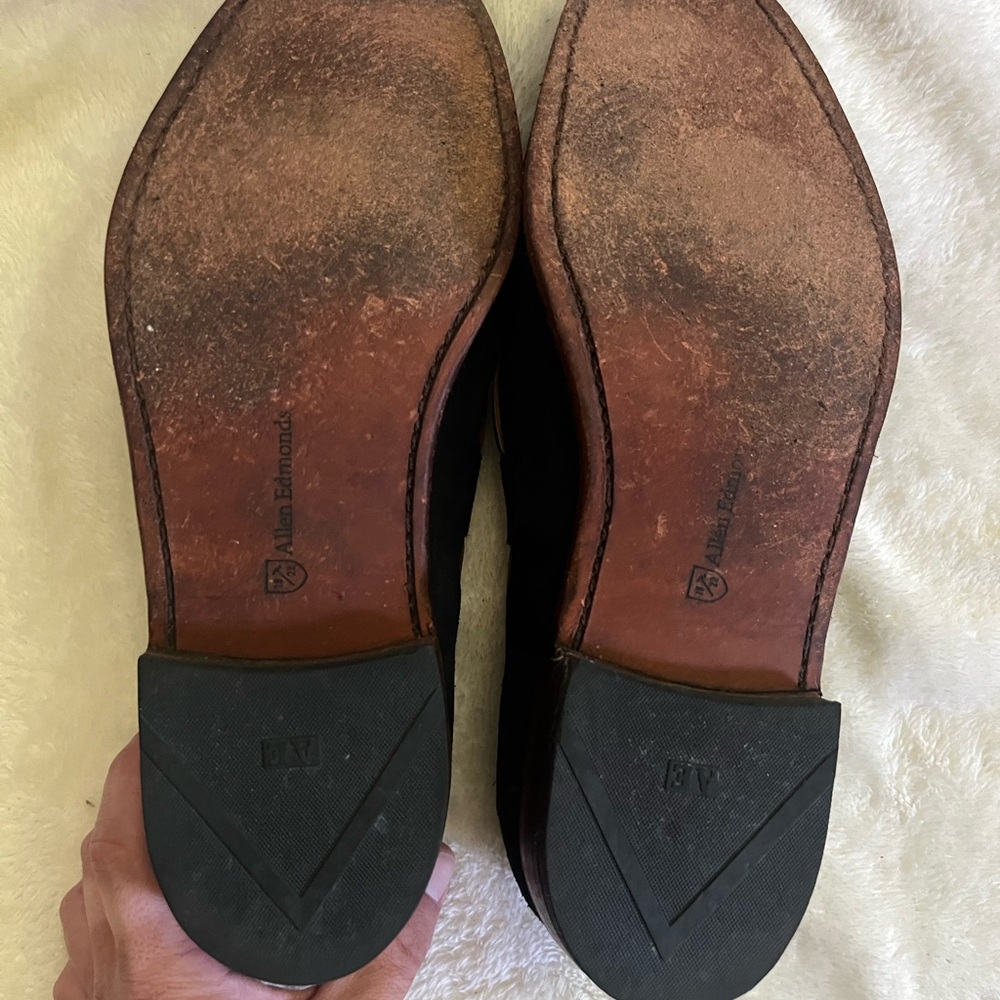 RARE MODEL | ALLEN EDMONDS 11E NAVY BLUE SUEDE ACHESON TASSEL LOAFER DRESS SHOES - Picture 12 of 13